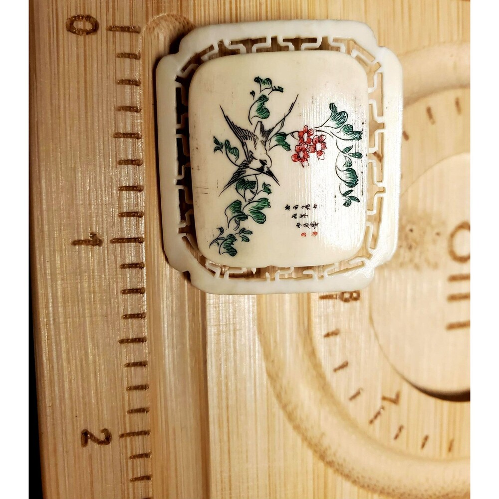 Vintage Hand-Painted Chinese Filigree Brooch - Bird & Floral Motif - Asian Art D